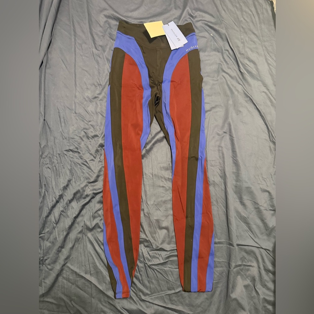 Mugler Red and Blue Striped Leggings